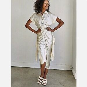 Divine Heritage Short Sleeve Silk Shirtdress